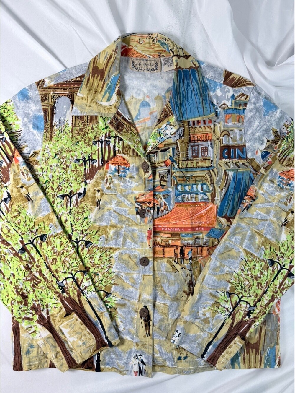 Vintage Life Style Jacket Arc De Triomphe Paris France Size XlTravel Street Cafe